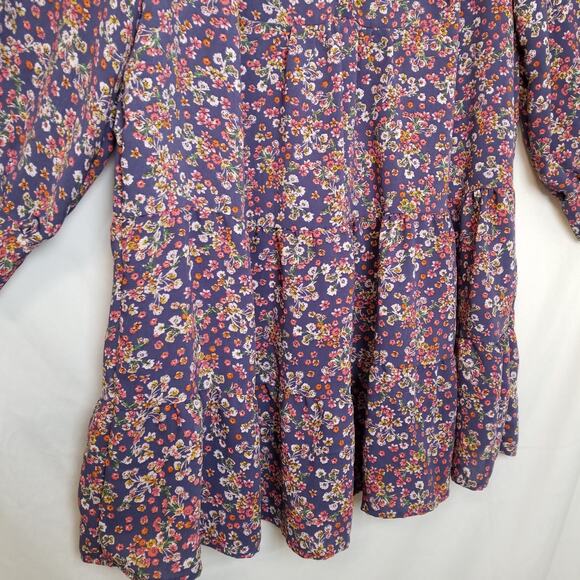 Time & Tru Multicolor Floral Print Long Sleeve Casual Dress Tired Ruffle Sz XXL - Picture 3 of 9
